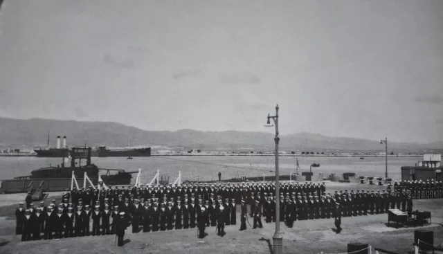Royal Navy sailors at Divisions in Gibraltar, just weeks before Britain entered WWII in September 1939.

Behind them is HMS Severn, later part of Gibraltar’s 8th Submarine Flotilla, with RFA Delphinula berthed at the Detached Mole beyond.

#gibraltar #history #wwii #ww2 #heritage

📸 Kenneth Busuttil