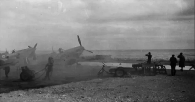RAF Spitfires assembled in Gibraltar ahead of Operation Torch, the Anglo-American landings in Vichy French-controlled North Africa in November 1942.

Seen here at the eastern end of the runway, the aircraft are test-firing their machine guns out to sea in preparation for the operation.

#gibraltar #history #ww2 #wwii #heritage

📸 Kenneth Busuttil