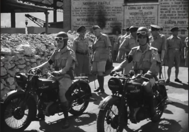 Two British military outriders at Waterport Wharf, Gibraltar, on 6 August 1942, standing by to escort a convoy carrying senior British military officers.

In the immediate background, on the left, the Chief of the Imperial General Staff, General Sir Alan Brooke, can be seen in conversation with the Governor of Gibraltar, Lieutenant-General Sir Noel Mason-MacFarlane.

The presence of one of Britain’s most senior military figures in Gibraltar at this pivotal moment in the Second World War may well have been connected to preparations for Operation Torch, the forthcoming Anglo-American landings in Vichy French-controlled North Africa, which would commence on 8 November 1942.

#gibraltar #wwii #ww2 #history #heritage

📸 Kenneth Busuttil
